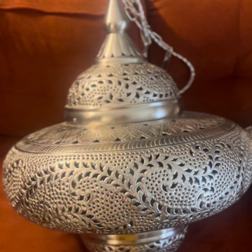 Intricate Silver Lantern with Pierced Design